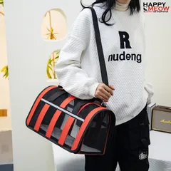 Geantă de transport pentru pisici – Happy Meow, gri-portocaliu